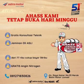 Bengkel Sepeda Motor Honda Ahass Astra Motor Natar Buka di Hari Minggu